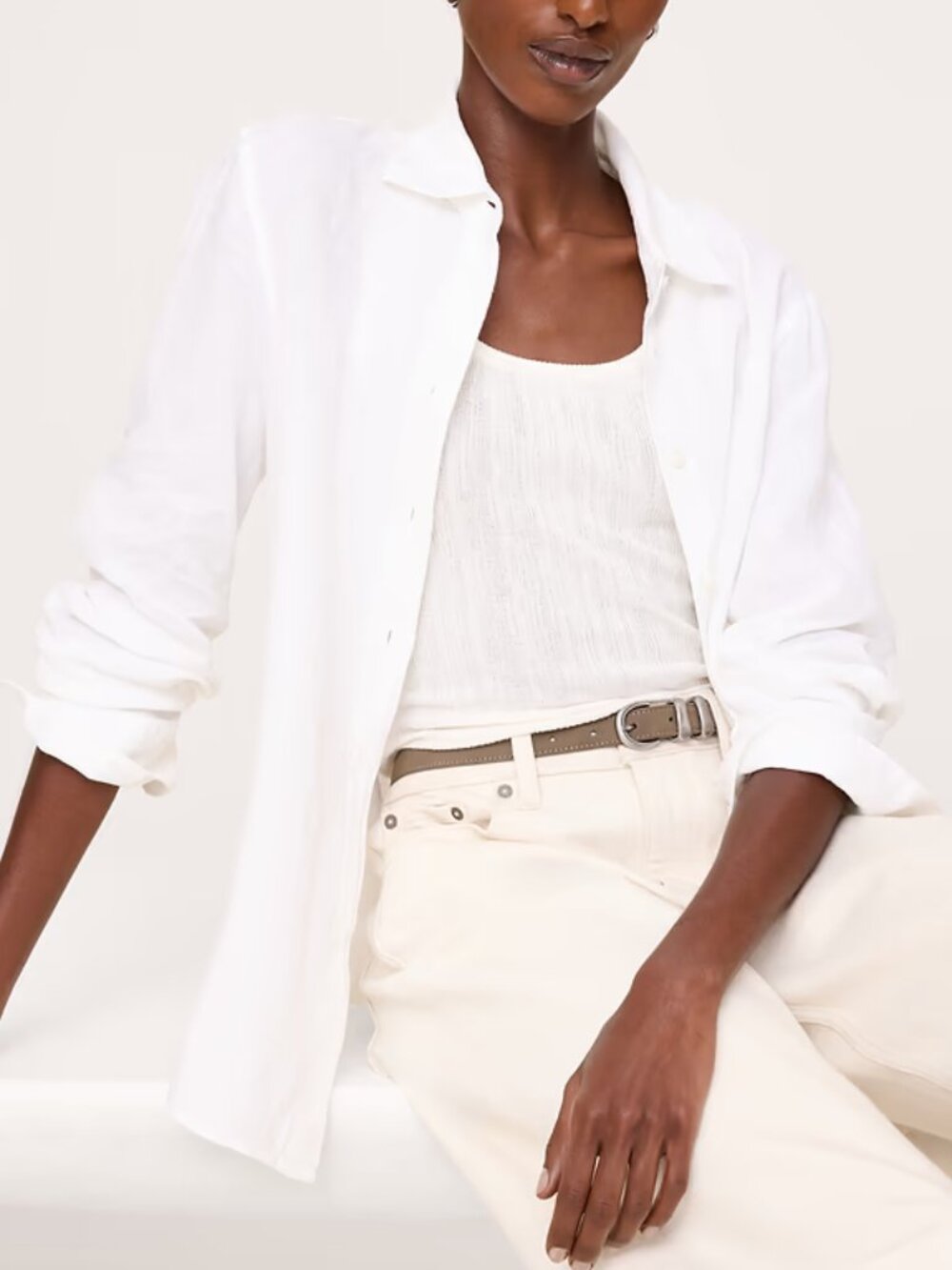 NWT!! Banana Republic Classic White The Everyday 100% Euro Linen Shirt L